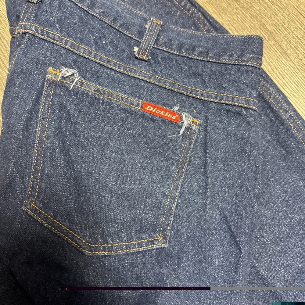 Vintage Dickies Jeans Men's 40x30 Regular Relaxed Fit Dark Wash Workwear - Picture 3 of 7